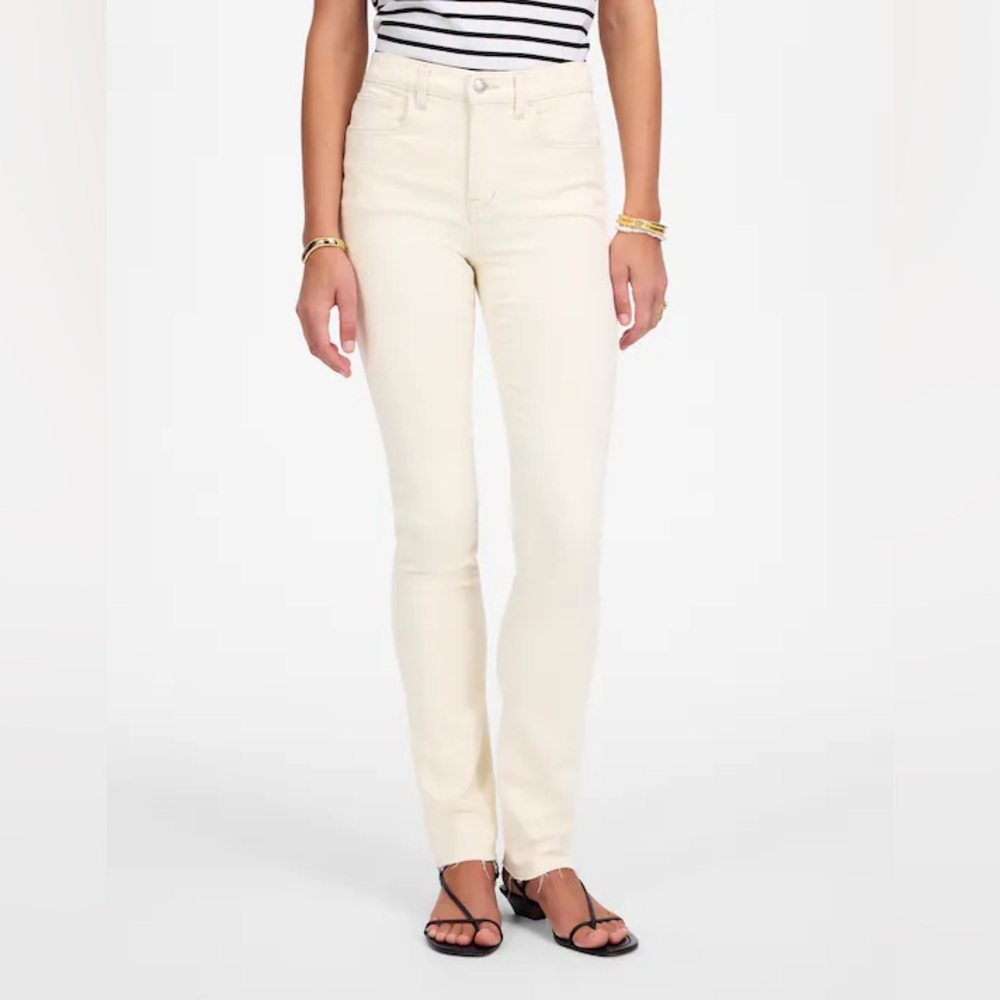 NWT Madewell Stovepipe Cream Ivory Vintage Canvas Stretch Jeans - 25